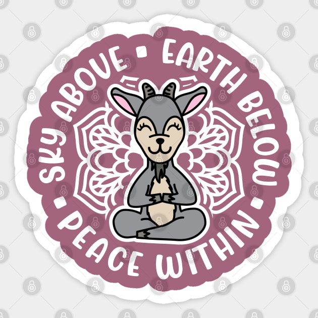 Sky Above Earth Below Peace Within Goat Yoga Cute Sticker by GlimmerDesigns